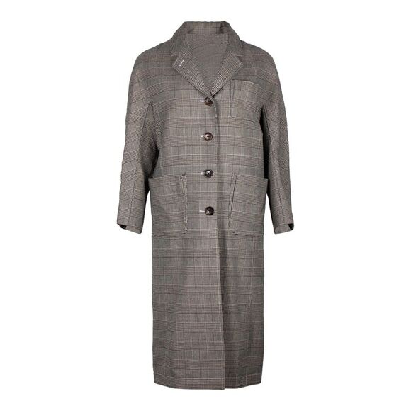 Thom Browne Checked Coat in Black and White Wool - Picture 1 of 6